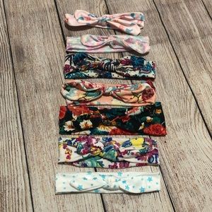 Set of 7 headbands, knot tied in front